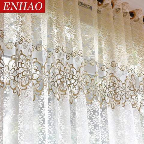 [variant_title] - ENHAO Floral Modern Sheer Tulle Curtains for Living Room Bedroom Kitchen Voile Sheer Curtains for Window Tulle Curtains Drapes