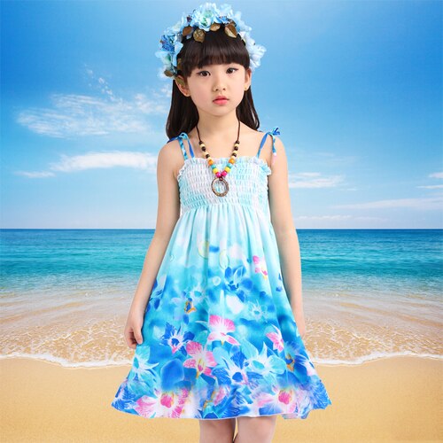 2 / 12 - Girls Dress Summer Fashion Sling Floral Kids Dress Princess Bohemian Children Dresses Beach Girls Clothes 3 4 6 7 8 10 12 Year