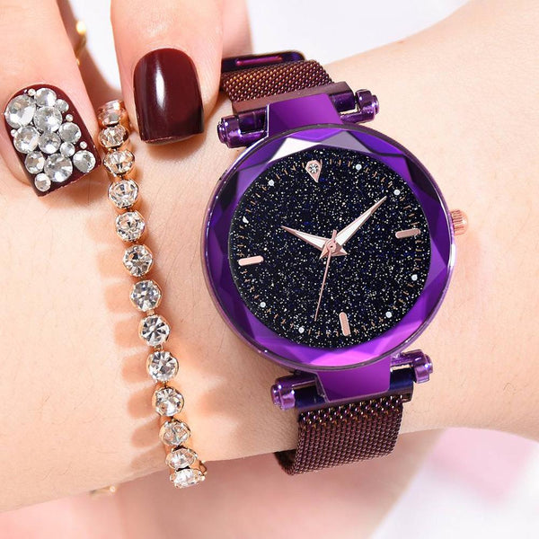 Purple - Luxury Women Watches 2019 Ladies Watch Starry Sky Magnetic Waterproof Female Wristwatch Luminous relogio feminino reloj mujer