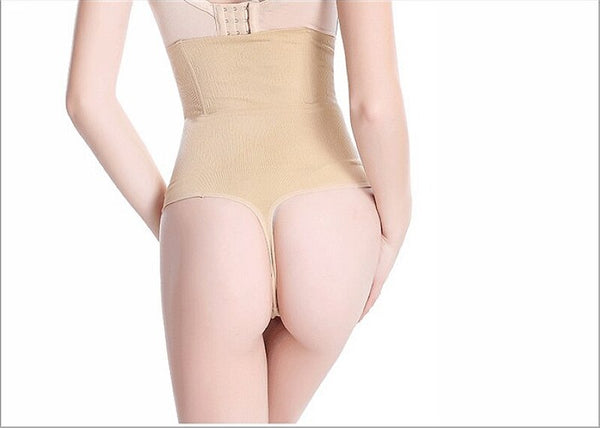 Khaki / S - Women High Waist Thongs tummy control Underwear 4 bones slimming butt lifter body shaper butt enhancer panty booty lifter
