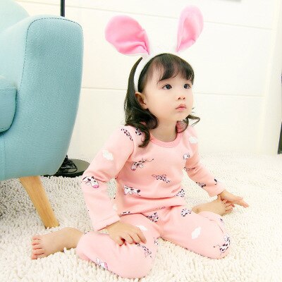 pink cow / 12M - Children Clothing 2018 New Autumn Winter Girls Boys Plush underwear warm Christmas Outfit Kids Clothes Sets Child Pajamas Sets