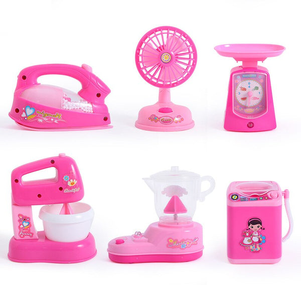 Default Title - 1 Set Kids Toy Electronic Washing Machine Mini Pretend Role Play Iron Fan Juicer Mixer 998 (as shown)