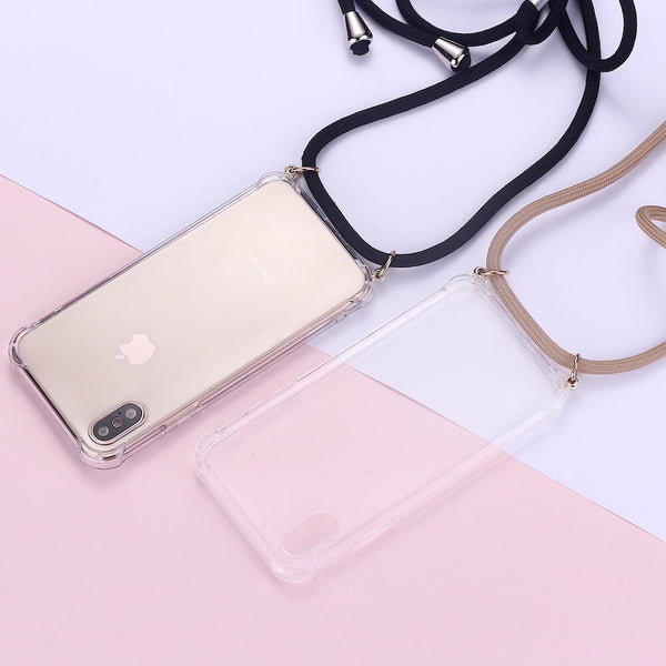 Strap Cord Chain Phone Tape Necklace Lanyard Mobile Phone Case for Carry Cover  Case Hang iPhone 11 Pro XS Max XR X 7Plus 8Plus