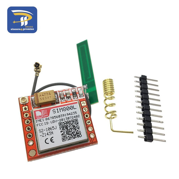 With antenna - Smallest SIM800L GPRS GSM Module Kit MicroSIM Card Core BOard Quad-band TTL Serial Port with the antenna