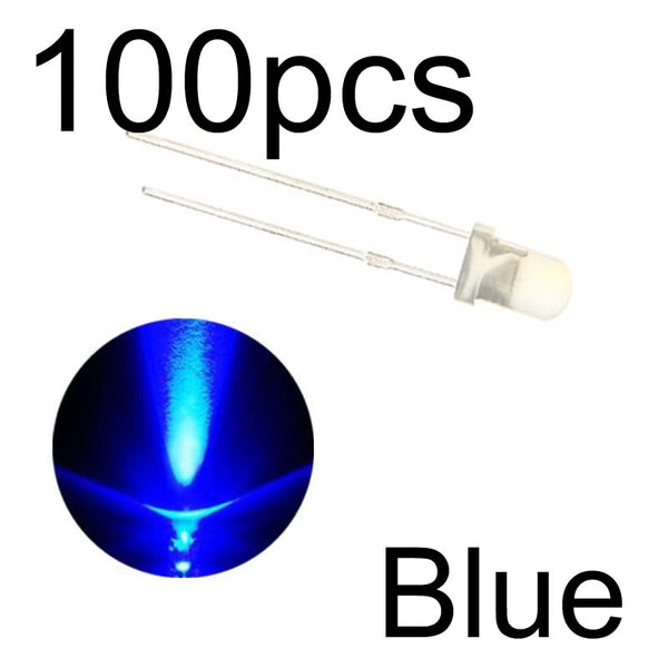 light blue 100pcs - MCIGICM 100pcs 5mm LED diode Light Assorted Kit DIY LEDs Set White Yellow Red Green Blue electronic diy kit Hot sale