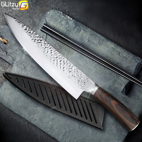 [variant_title] - Kitchen Knife 8 inch Professional Japanese Chef Knives 7CR17 440C High Carbon Stainless Steel Meat Santoku Knife Dropshipping