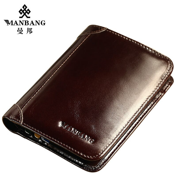 [variant_title] - ManBang Classic Style Wallet Genuine Leather Men Wallets Short Male Purse Card Holder Wallet Men Fashion High Quality