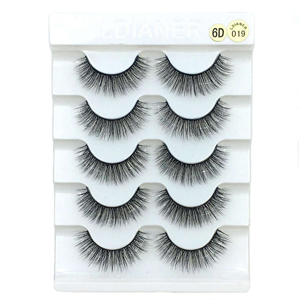 31-6 / 13mm - 5 Pairs 2 Styles 3D Faux Mink Hair Soft False Eyelashes Fluffy Wispy Thick Lashes Handmade Soft Eye Makeup Extension Tools