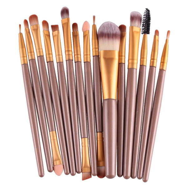 JJ - MAANGE Pro 15Pcs Makeup Brushes Set Eye Shadow Foundation Powder Eyeliner Eyelash Lip Make Up Brush Cosmetic Beauty Tool Kit Hot