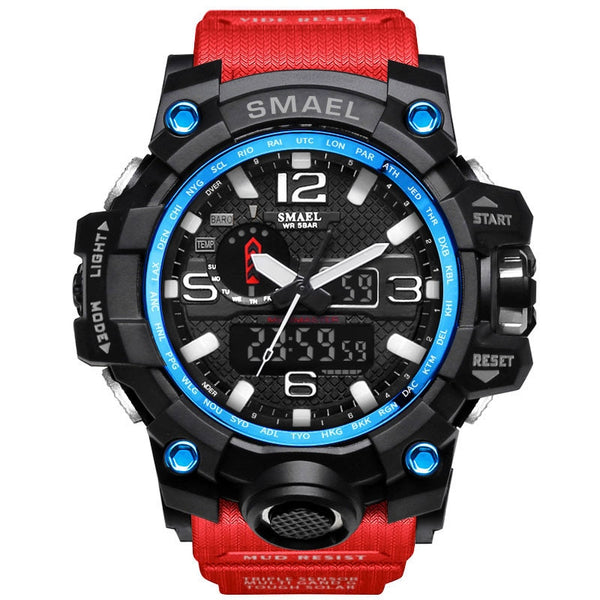 Black Blue Red - Men Military Watch 50m Waterproof Wristwatch LED Quartz Clock Sport Watch Male relogios masculino 1545 Sport Watch Men S Shock