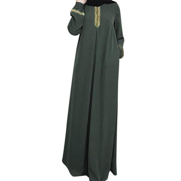 [variant_title] - Abaya For Women Lady Large Size Printed Muslim Long Casual Sleeve Dress Casual Kaftan Long Dress  Plus Size Abaya a502