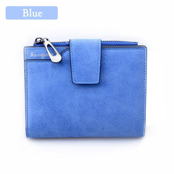 Blue - Wallet Women Vintage Fashion Top Quality Small Wallet Leather Purse Female  Money Bag Small Zipper Coin Pocket Brand Hot !!