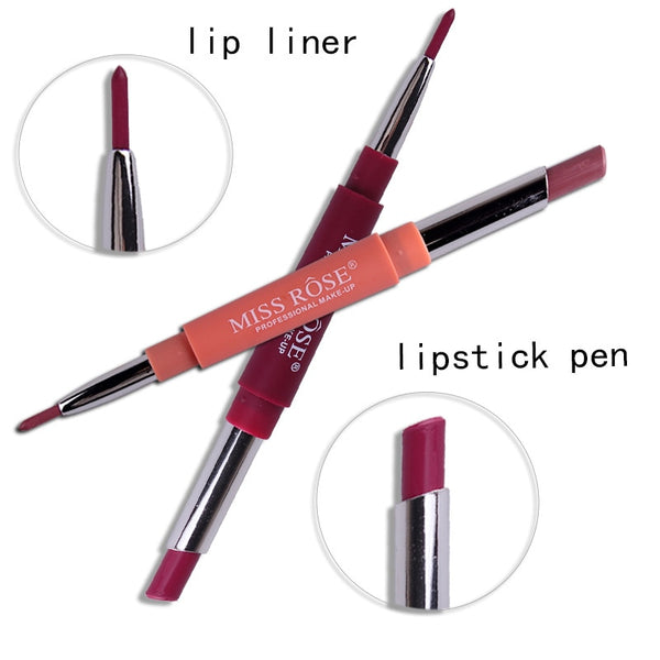 [variant_title] - 14 Color Double-end Lip Makeup Lipstick Pencil Waterproof Long Lasting Tint Sexy Red Lip Stick Beauty Matte Liner Pen Lipstick