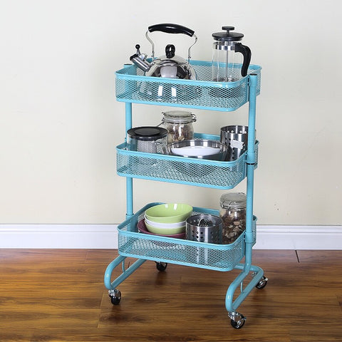 [variant_title] - Metal Kitchen Trolley Carts Wheeled Storage Rack Shelf Vegetable Floor Bathroom Shelf Storage