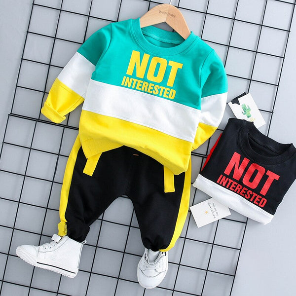 [variant_title] - 2019 new Autumn Boy Pinch Alphabet Sports Suit Clothes Children's Letter Top + Pants Two-piece Clothing Sets