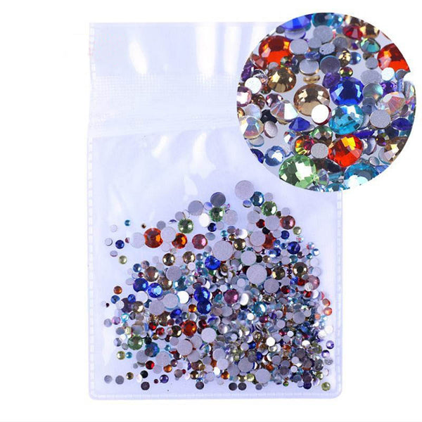 [variant_title] - Mix Sizes 1000PCS/Pack Crystal Clear AB Non Hotfix Flatback Rhinestones Nail Rhinestones For Nails 3D Nail Art Decoration Gems