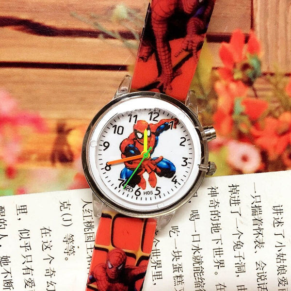 spiderman-Red - 2019 Spiderman Children Watches Cartoon Electronic Colorful Light Source Child Watch Boys Birthday Party Kids Gift Clock Wrist