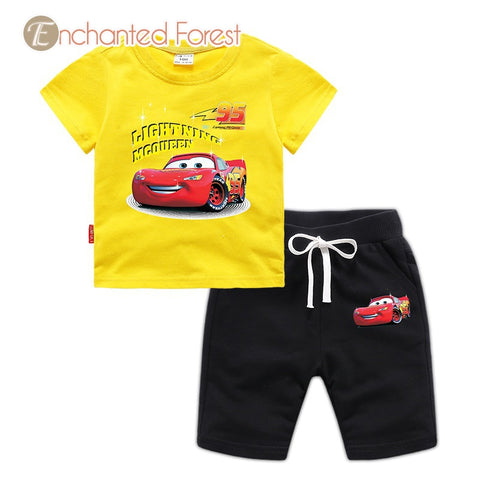 [variant_title] - Boy Sports Set Summer Children's Cotton Set Fashion Cartoon Print Baby Sports T-Shirt + Shorts Boy Short Sleeve Set 1-8 Years