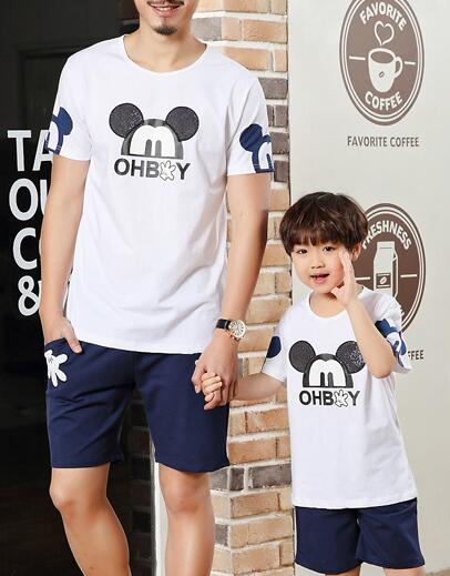 [variant_title] - 2018 Hot New Summer Dresses Dad Son Mother Daughter Dresses Clothes Family Four T-Shirt Suit Boys Girls Strap Suit For Children