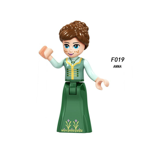 F019 anna - Snow White Fairy Tale Princess Girl anna elsa beast cinderella maleficent Friends Building Blocks Toy kid gift Compatible Legoed