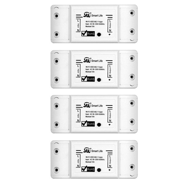 4 PCs - DIY WiFi Smart Light Switch Universal Breaker Timer Wireless Remote Control Works with Alexa Google Home Smart Home 1 Piece