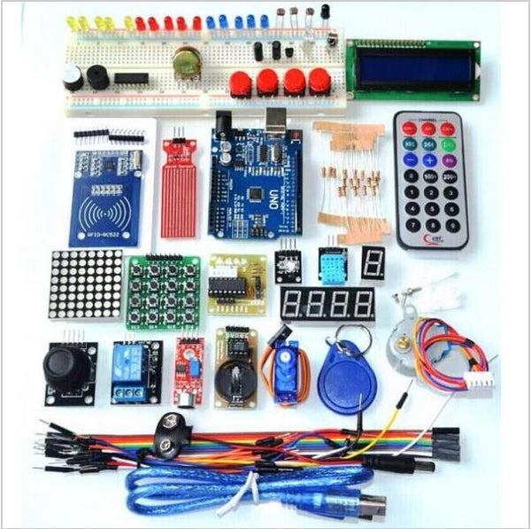 SMD UNO R3 - Free Shipping Upgraded Advanced Version Starter Kit the RFID learn Suite Kit LCD 1602 for Arduino UNO R3