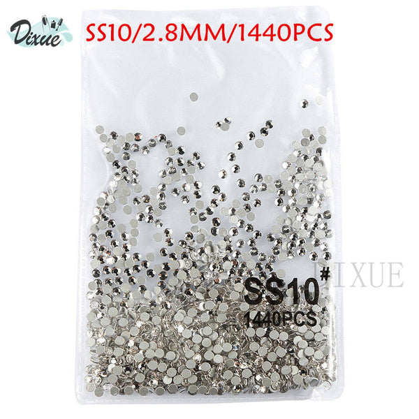 Crystal SS10 1440pcs - High light AAA rhinestone crystal AB clear SS3-SS40(1.3mm-8.4mm) Non Hotfix flatback Rhinestones for Nails 3D nail art  gems045