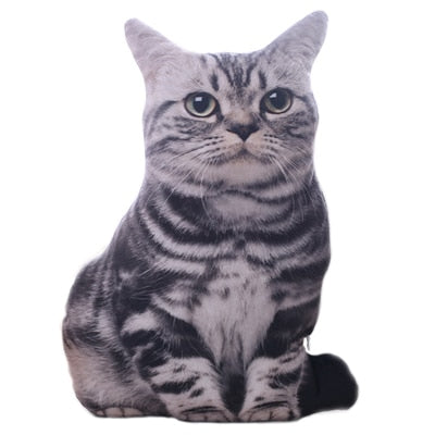 black - 1PCS 50CM 3D Simulation Cats Pillow, Cute Cat Washable Plush Stuffed Pillow, Kids Toy, Sofa Pillow, Home Decoration