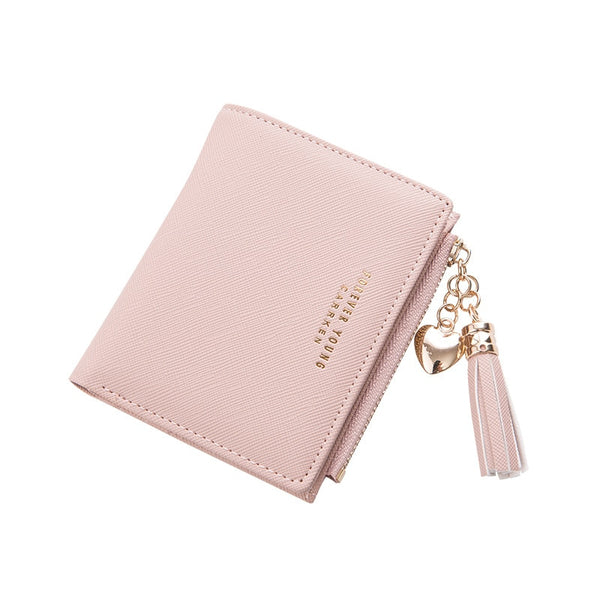 Pink - 2018 Tassel Women Wallet Small Cute Wallet Women Short Leather Women Wallets Zipper Purses Portefeuille Female Purse Clutch