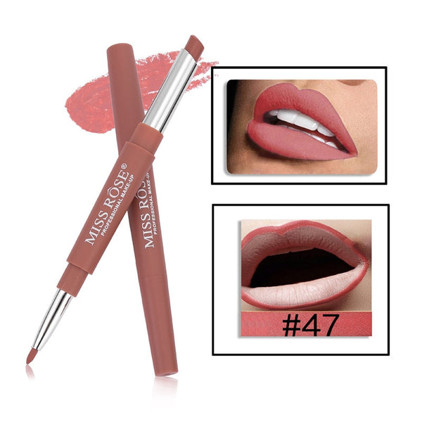 47 - 14 Color Double-end Lip Makeup Lipstick Pencil Waterproof Long Lasting Tint Sexy Red Lip Stick Beauty Matte Liner Pen Lipstick