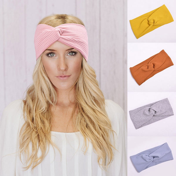 [variant_title] - Cotton Women Headband Turban Solid Color Girls Knot Hairband Hair Accessories Twisted Ladies Makeup Elastic Hair Bands Headwrap