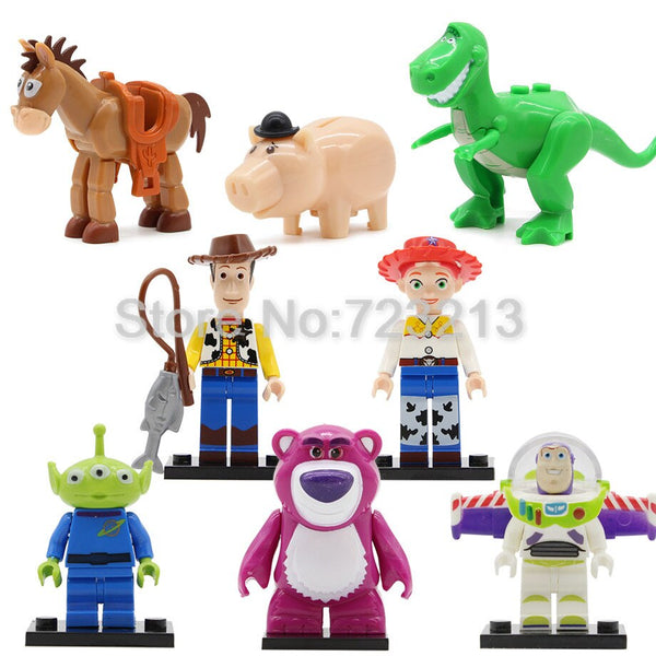 PG - PG8222 8pcs/lot Toy Story 4 IV Figure Buzz Lightyear Jessie Woody Aliens Soldier Dinosaur Building Blocks Set Models Toys