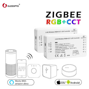 gledopto 1ID/2ID rgb+cct led controller  ZIGBEE ZLL DC12-24V strip light controller rgbw/cw work whit echo plus smart app contro