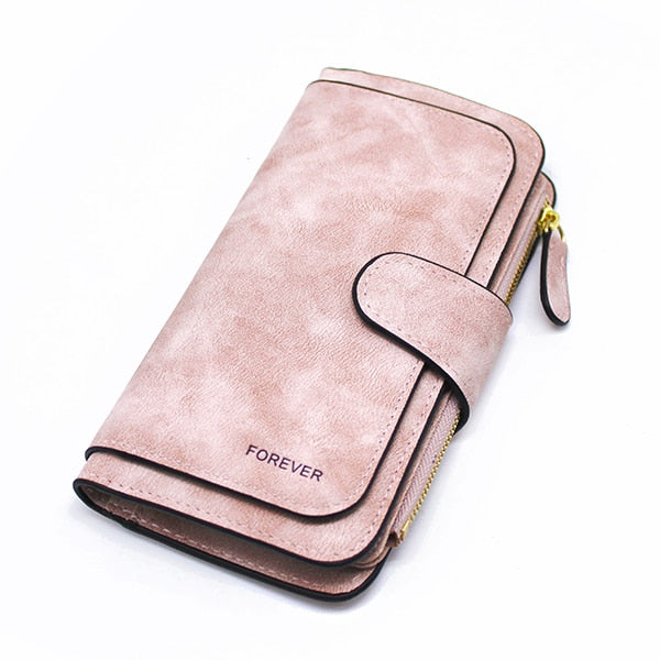 Pink - Brand Leather Women Wallets High Quality Designer Zipper Long Wallet Women Card Holder Ladies Purse Money Bag Carteira Feminina