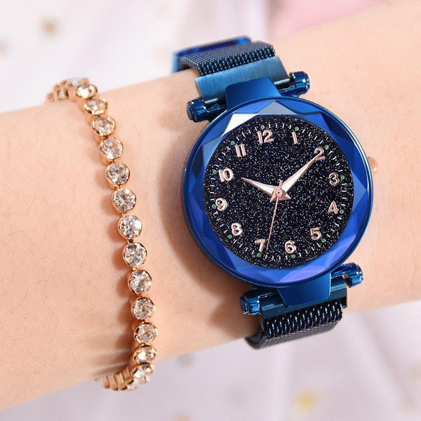 Blue - Luxury Luminous Women Watches Starry Sky Magnetic Female Wristwatch Waterproof Rhinestone Clock relogio feminino montre femme