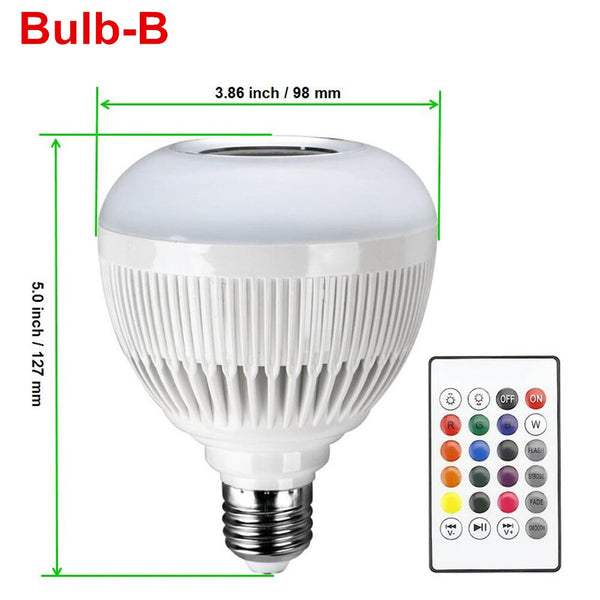 Bulb-B - E27 Smart RGB Wireless Bluetooth Speaker Bulb Music Playing Dimmable LED RGB Music Bulb Light Lamp with 24 Keys Remote Control