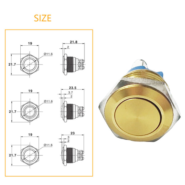 Waterproof 16mm Metal Annular Push Button Switch Self Reset Switch Momentary Latching Car Auto Engine 220 V