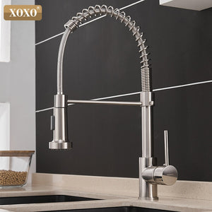 [variant_title] - XOXO Kitchen Faucet Pull Out Cold and Hot Brushed Nickel Torneira  Rotate Swivel 2-Function Water Outlet Mixer Tap 1343A-S