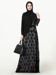 1 / 4XL - Muslim Abaya Arab Turkey Hot Spot Muslim Cardigan Print Robe Long Dress 1570
