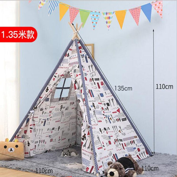 Pink / 110x110x110cm - Baby Play Teepee Children's Toys Tent Foldable Indian Wooden Game House Wigwams For Kids Reading Corner Decor Photography Props