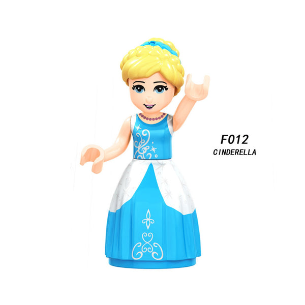 F012 cinderella - Snow White Fairy Tale Princess Girl anna elsa beast cinderella maleficent Friends Building Blocks Toy kid gift Compatible Legoed