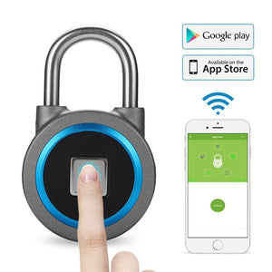 Default Title - FUERS Mini Smart Fingerprint Bluetooth Keyed Padlock Home Security APP Shared Lock for IOS Android Waterproof Outdoor Indoor