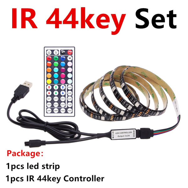 IR 44Key Set / IP20 Not Waterproof / 100CM - BEILAI DC 5V USB LED Strip 5050 Waterproof RGB LED Light Flexible 50CM 1M 2M add 3 17Key Remote For TV Background Lighting