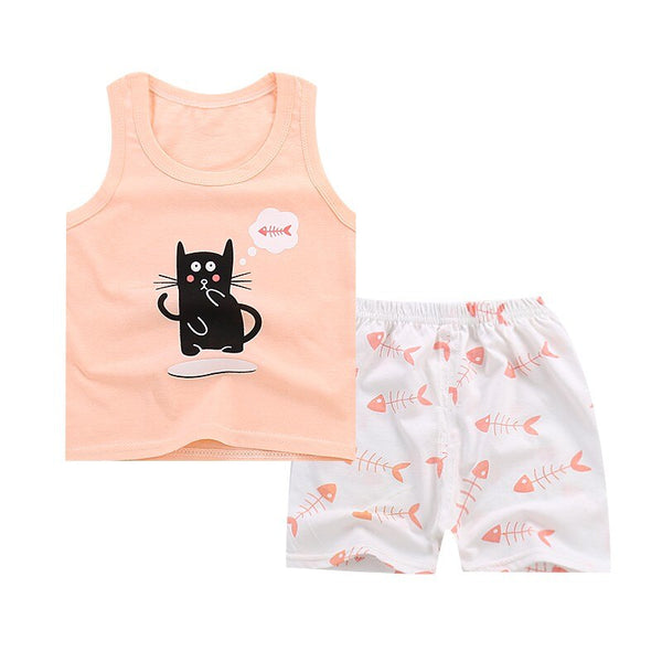 D / 24M - Hot Sale Summer Children's Two-piece set Cotton Suit Children Set Children's Clothing Set Girls Boys Clothing Sets