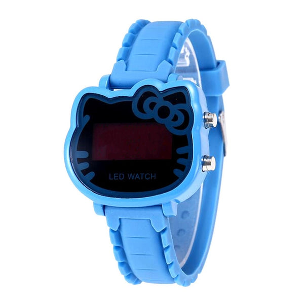 blue - 2019 Hello Kitty Cartoon Watches Kid Girls Relogios Pink Silicone Strap Children Led Digital Wrist Watch Nina Reloj Nino Clocks