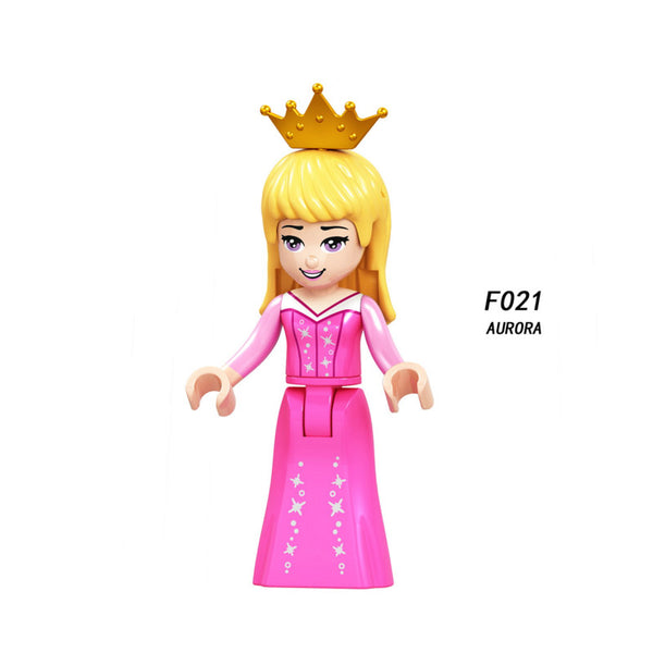 F021 aurora - Snow White Fairy Tale Princess Girl anna elsa beast cinderella maleficent Friends Building Blocks Toy kid gift Compatible Legoed