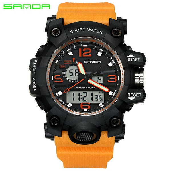 Orange - SANDA top luxury brand G style men's military sports watch LED digital watch waterproof men's watch Relogio Masculino