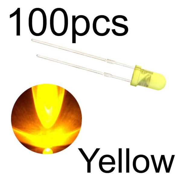 yellow 100pcs - MCIGICM 100pcs 5mm LED diode Light Assorted Kit DIY LEDs Set White Yellow Red Green Blue electronic diy kit Hot sale