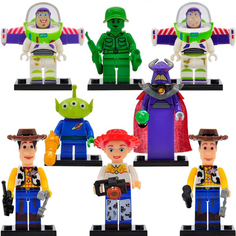 JR - PG8222 8pcs/lot Toy Story 4 IV Figure Buzz Lightyear Jessie Woody Aliens Soldier Dinosaur Building Blocks Set Models Toys