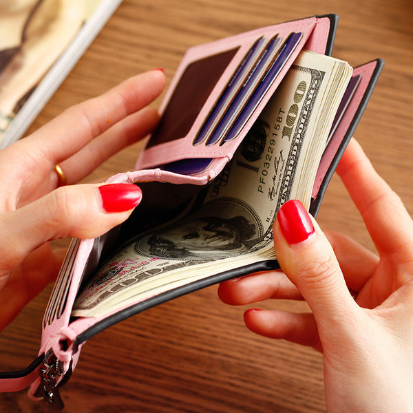 [variant_title] - Wallet Women PU 2019 Credit Card Holder Zipper Wallet Short Coin Purse For Cards Purse Portefeuille Zip Card Short Clutch Money